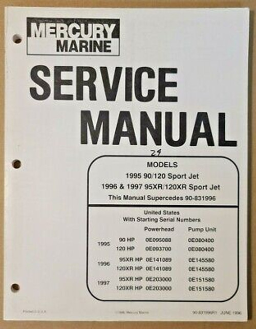 Mercury Sport Jet 90-120 service manual download. See image for applications.