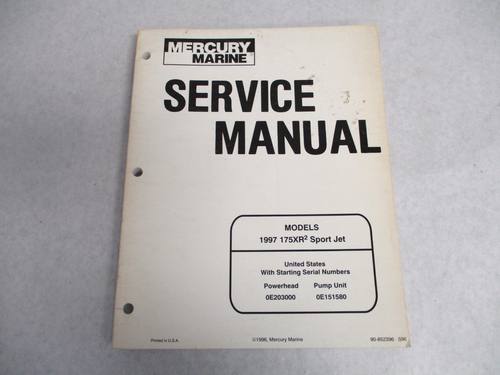 Mercury Sport Jet 175 XR2 service manual download. See image for applications.