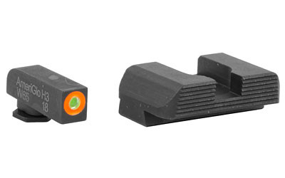 AmeriGlo Hackathorn Green Tritium w/Orange Sights for Glock 42/43/43X