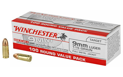 Winchester Ammunition 9mm 115gr FMJ 100 Round Box
