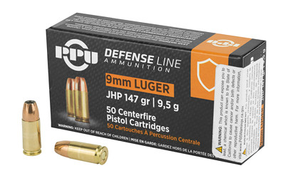 Prvi Partizan Handgun Defense 9mm 147gr JHP Brass 50 Round Box