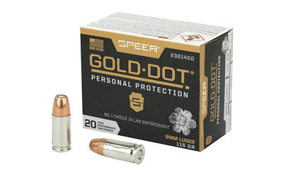 Speer Gold Dot Personal Protection 9mm 115gr HP Brass 20 Round Box