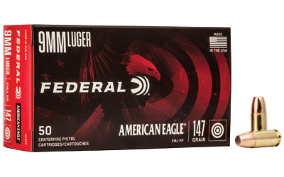 Federal American Eagle 9mm 147gr FMJ 50 Round Box