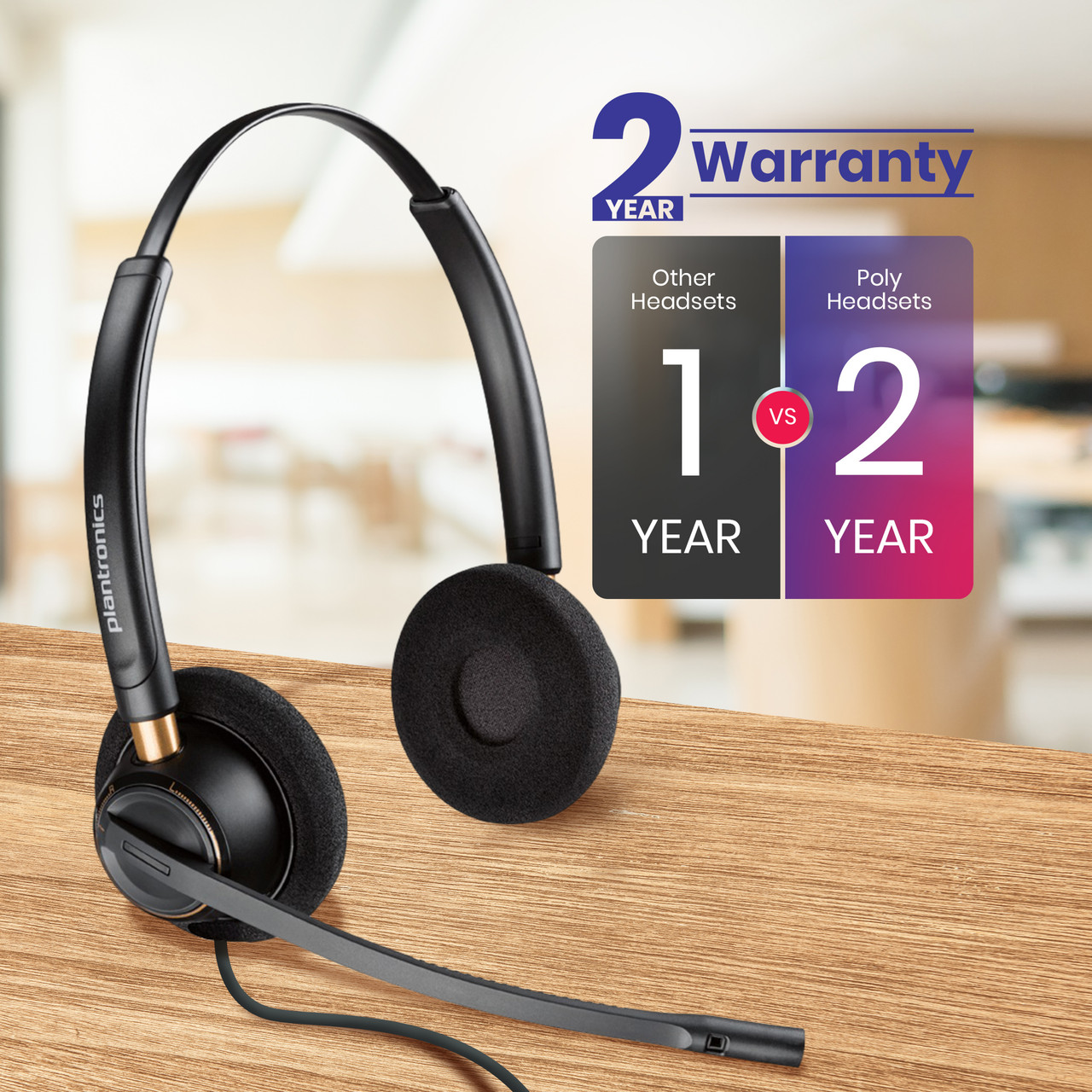 Plantronics Encore Pro HW520 Corded Duo Headset | Nortel, Polycom