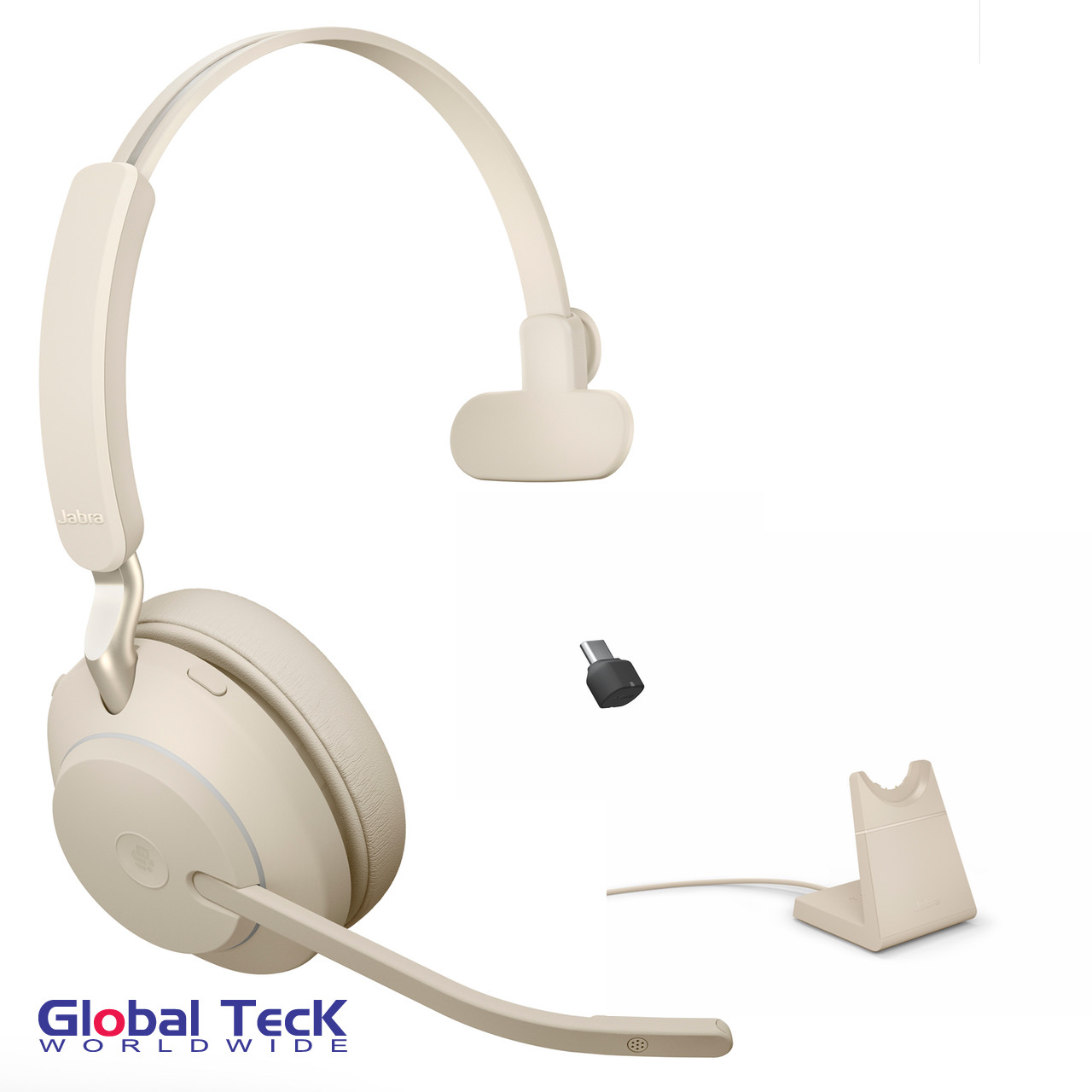  Jabra Evolve2 65 USB-A UC Stereo - Beige Wireless Headset/Music  Headphones : Electronics