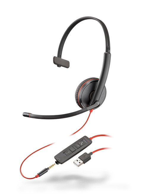 Plantronics Blackwire Mono 3215 USB-A Headset | Certified for Skype for Business and Optimized for Microsoft Lync | Built for UC applications and softphones from Avaya, Cisco and others | 209746-101