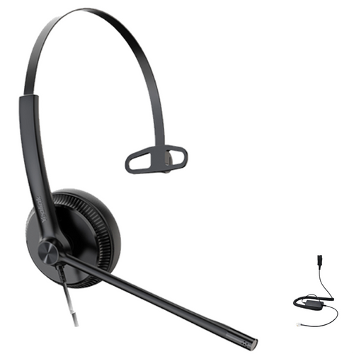 Yealink YHS34 Mono Wired Headset, Connects to Deskphone, PC/Mac, Softphones - Works with Teams, Zoom, RingCentral, 8x8, Vonage,