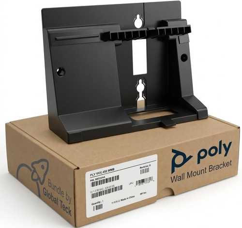 Poly Wall Mount Bracket for Polycom VVX 450 Telephone, Engineered for A Secure Fit, Ideal for a Clutter-Free Workstation, Enhances Accessibility in Common Areas, 89D25AA, Bundle w/Global Teck Cloth