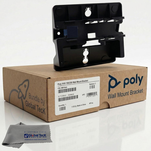 Poly Wall Mount Bracket for Polycom VVX 150/250 Desk Telephones Only, 89D19AA, Engineered for Secure Fit, Ideal for Clutter-Free Workstations, Enhances Accessibility Common Areas, Global Teck Cloth