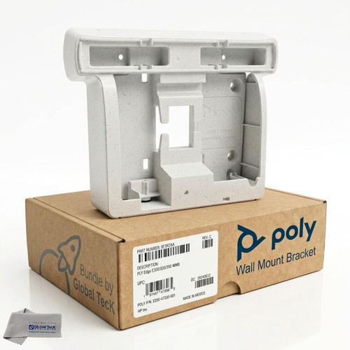 Poly Wall Bracket Mount for E300/E320/E350 Edge Telephones Only - 8F3R2AA, Engineered for A Secure Fit and Clutter-Free Workstation, Enhances Accessibility in Common Areas, Includes Global Teck Cloth
