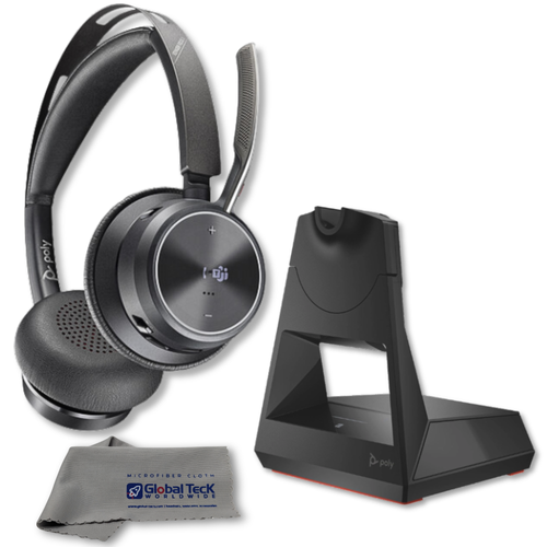 Poly Voyager Focus 2 UC Office Wireless Headset, One Device Connects Everything including Deskphone, PC and Smartphone - Works with Video Teams Meetings, Zoom, Easy Muting of Phone Calls, GTW Cloth