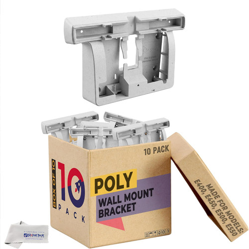 Poly Wall Mount Bracket 10pk for Edge E400, E450, E500, E550 Desk Telephones Only, Engineered for A Secure Fit and Clutter-Free Workstations, Enhances Accessibility, 8F3R3AA, Global Teck Cloth
