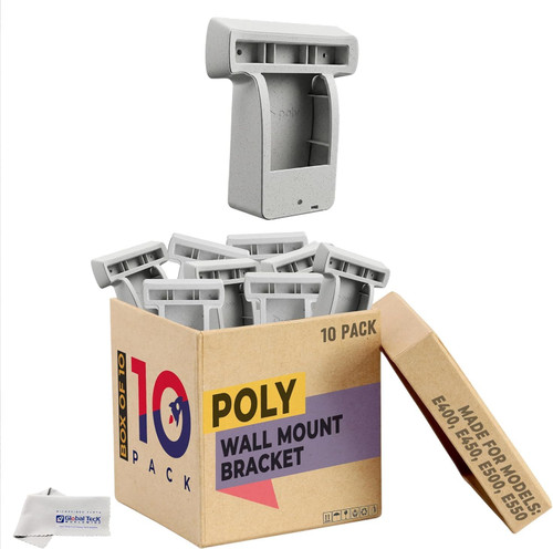 Poly Wall Mount Bracket (10pk) for Edge E Expansion Module - 8F3T8AA, Engineered for A Secure Fit and Clutter-Free Workstations, Enhances Accessibility in Common Areas, Includes Global Teck Cloth