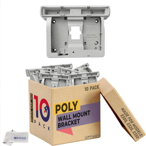 Poly Wall Bracket Mount for E300/E320/E350 Edge Telephones 10pk - 8F3R2AA, Engineered for A Secure Fit and Clutter-Free Workstation, Enhances Accessibility in Common Areas, Includes Global Teck Cloth