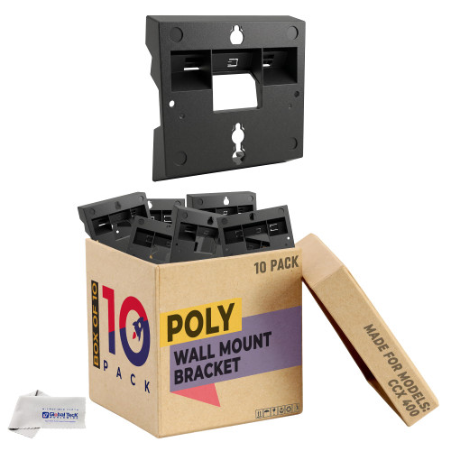 Poly CCX 400 Wall Mount Bracket 10 Pack for Desk Phones Only, Secure Precision Fit for Cleaner Workstations and Common Areas, Easy Access, Part 85W89AA, 2200-49703-001, Includes Global Teck Cloth