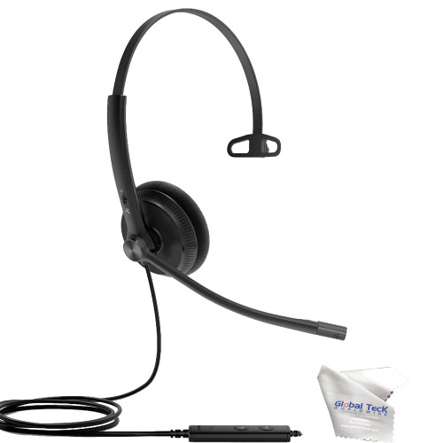 Yealink UH34 Mono UC Lite Wired Headset (USB-C), Connects to Deskphone, PC/Mac, Softphones - Works with Teams, Zoom, RingCentral, 8x8, Vonage, Global Teck Microfiber Included
