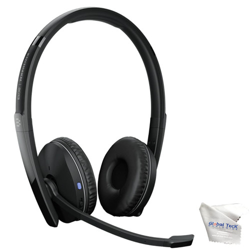 Global Teck Bundle of EPOS 261 Stereo Bluetooth Headset with USB-C Dongle, UC, Teams Certified, Connects to Deskphone, PC/Mac, Smartphone- Works w/Zoom, RingCentral with Microfiber