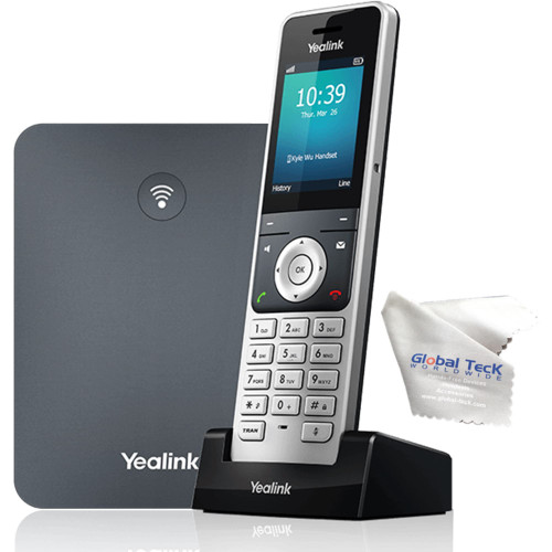 Yealink W76P DECT VoIP Business Cordless Phone System - Global Teck Bundle with W56H Handset and Microfiber Cloth - Requires VoIP Internet Phone Service