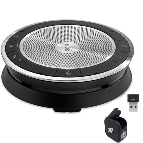 EPOS Sennheiser SP 30T Speakerphone w/USB Bluetooth Dongle Bundle, GTW 2-Port Charger, Compatible for Teams, Zoom, Webex, Skype, Mobile, PC/Mac, Tablets