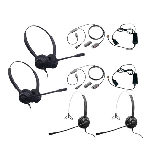 XS 820 Mono and XS 825 Stereo Wired Headset Bundle – Designed for Training, Coaching, Monitoring, and Onboarding – Compatible with Yealink, Avaya, Polycom, Cisco, Mitel, Nortel Desk Phones