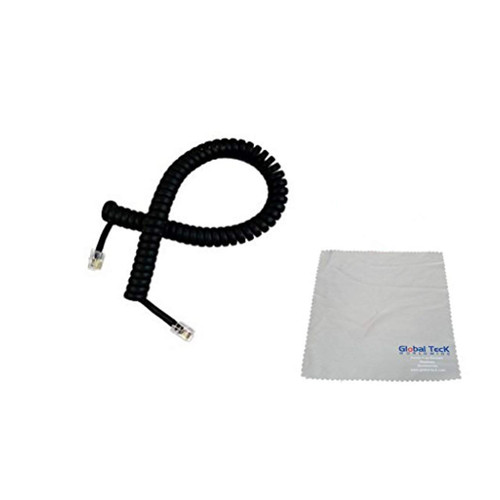 Global Teck Worldwide Yealink Spiral Coiled Cord for Handset Receiver - Compatible with SIP-T29G, Length: 2.85M with Microfiber Cloth