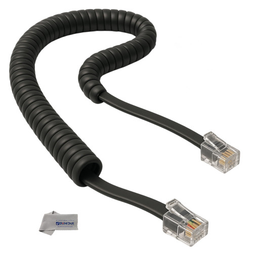 Global Teck Worldwide Yealink Spiral Coiled Cord for Handset Receiver - Compatible with SIP-T41S, T42S, Length: 3.5 with Microfiber Cloth