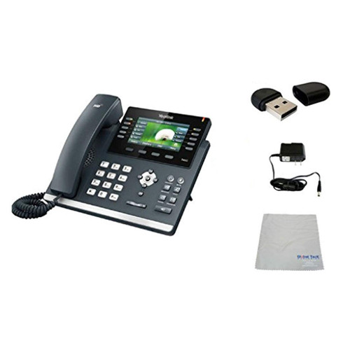 Yealink T46G IP Office Telephone - Global Teck Bundle with Power Supply and Microfiber Cloth - Requires VoIP Service - Ring Central, Vonage, 8x8, Mitel or Cloud Services (T46G Basic Bundle)