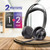 Plantronics Poly Voyager Focus 2 MS Wireless Headphones with Headset Stand, Compatible for Teams, Phones Calls, Zoom, Noise Cancelling Wireless Headset with Mic for Work, Over The Ear, GTW Microfiber