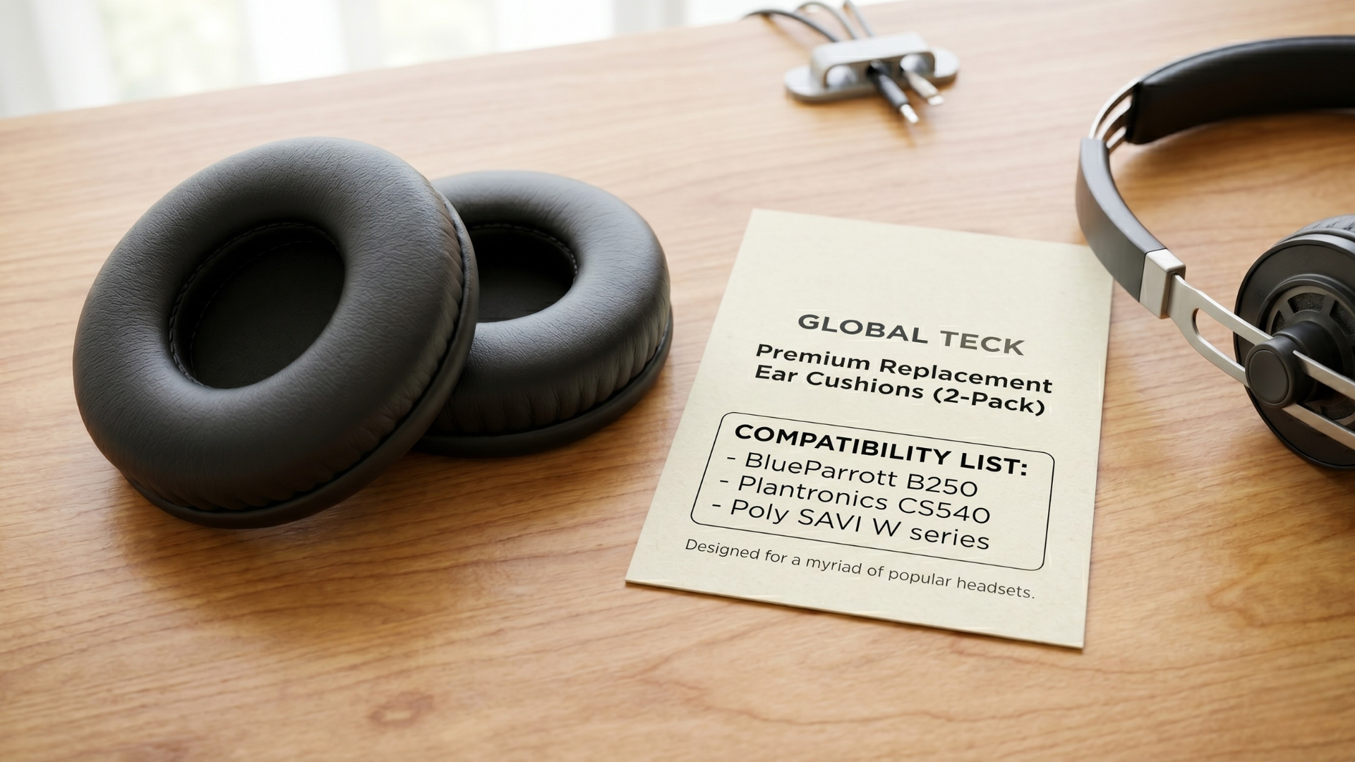 Global Teck universal ear cushion replacement compatible with most office headset models.