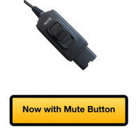 Close-up view of in-line Mute Button with Quick Disconnect