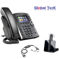 Polycom IP Phone VVX 411 (12-lines) Office Deluxe Bonus Bundle with Plantronics Cordless Headset - CS540- Desk Headset and Bonus Remote Answering EHS Adapter