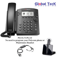 Polycom IP Phone VVX 311 (6-lines) Office Deluxe Bonus Bundle with Plantronics Cordless Headset - CS540- Desk Headset and Bonus Remote Answering EHS Adapter