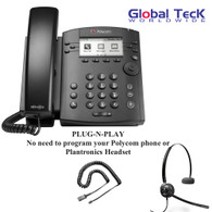 Polycom IP Phone VVX 311 (6-lines) Office Deluxe Bonus Bundle with Plantronics Headset | Includes EncorePro HW540 with U10P Telephone Adapter Cable