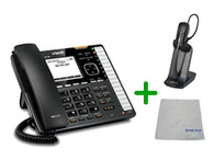 VTECH | VSP736 VoIP, POE, 6 SIP Acocunt Office Desk Phone with Wideband Audio | VH6012 Cordless Headset with Microfiber Cleaning Cloth (VTECH-VSP736-VH6102-B)