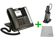 VTECH | VSP735 VoIP, POE, 5 SIP Acocunt Office Desk Phone with Wideband Audio | VH6012 Cordless Headset with Microfiber Cleaning Cloth (VTECH-VSP735-VH6102-B)