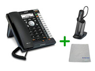 VTECH | VSP726 VoIP, POE, 4 SIP Acocunt Office Desk Phone with Wideband Audio | VH6012 Cordless Headset with Microfiber Cleaning Cloth (VTECH-VSP726-VH6102-B)