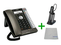 VTECH | VSP725 VoIP, POE, 3 SIP Acocunt Office Desk Phone with Wideband Audio | VH6012 Cordless Headset with Microfiber Cleaning Cloth (VTECH-VSP725-VH6102-B)