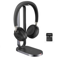 Yealink BH72 Wireless Bluetooth Headset with Charging Stand, UC, USB-A (Black)