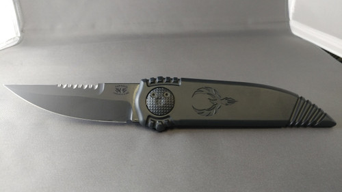 DP-B-CB-ST Asheville Steel Paragon Phoenix Serrated Top Black S90V/Black Handle Knife DP-B-CB-ST Asheville Steel Paragon Phoenix Serrated Top Black S90V/Black Handle Knife