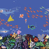 Dashwood - Aquatic Paradise Blue - Double Border Print - 100percent Cotton Fabric - pound14 p/m