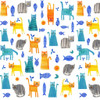 Clothworks - Colorama - Cats (White) - 100% Cotton Fabric - £15 p/m