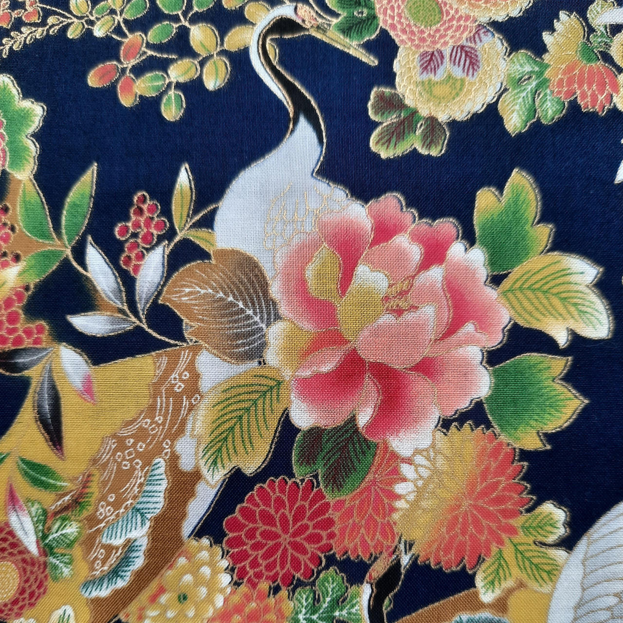 Sevenberry - Metallic Japanese Cranes (Blue) - 100% Cotton Fabric - £15 p/m*