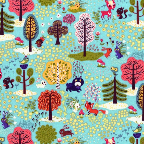 Clothworks - Forest Babes - Animals Blue - pound14 p/m