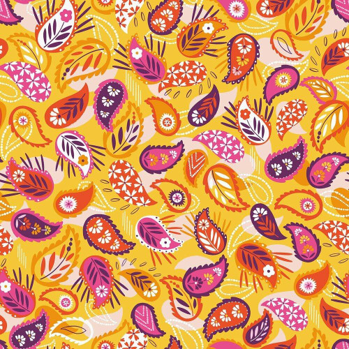 Dashwood - Silk Road - Paisley Orange - 100percent Cotton Fabric - Now pound10 p/m