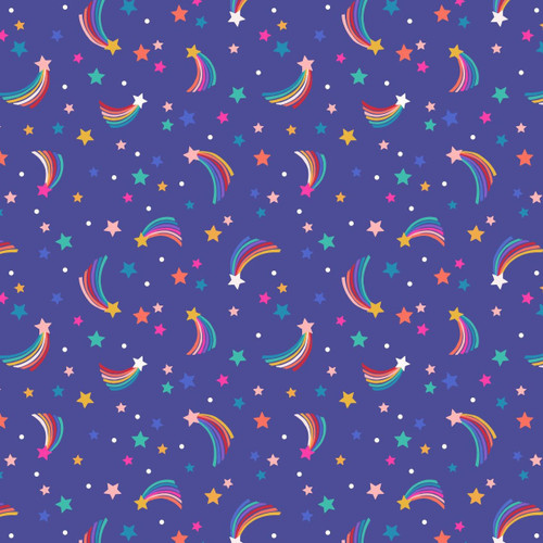 Lewis and Irene - Over The Rainbow - Shooting Stars Blue - 100percent Cotton Fabric - pound13 p/m
