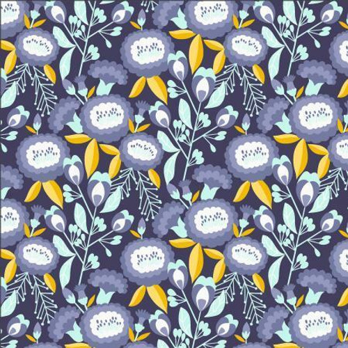 Cotton and Steel - Glory - Floral Blue - 100percent Cotton Fabric - Now pound11 p/m