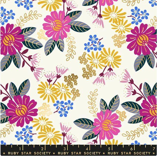 Ruby Star Society - Reign - Eminence Metallic Cream - 100percent Cotton Fabric - pound15 p/m