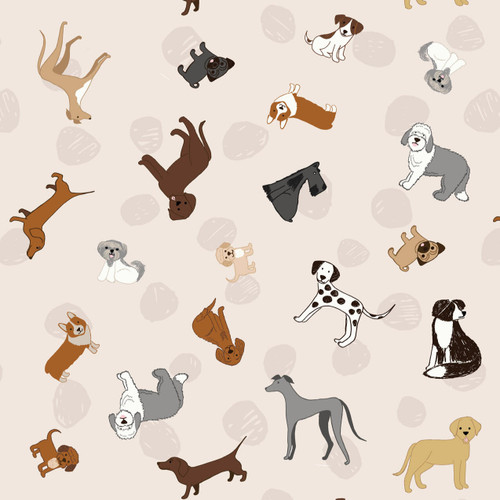 Lewis & Irene - Paws & Claws - Dogs (Cream)  100% Cotton Fabric - £14 p/m