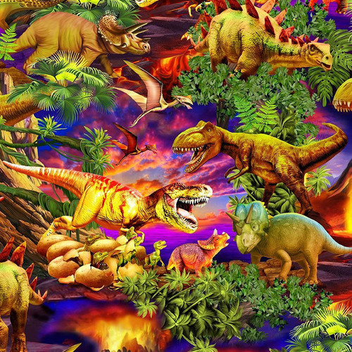 Timeless Treasures - Dinosaur Sunset - 100% Cotton Fabric - £15 p/m