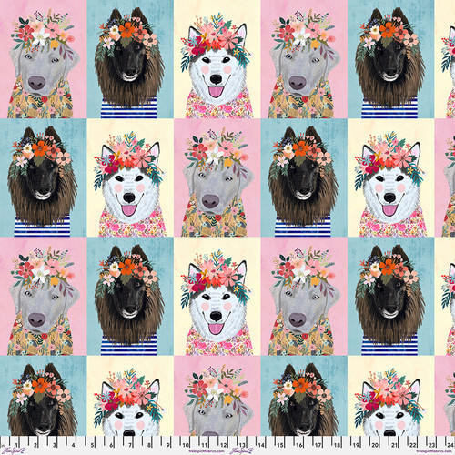 Free Spirit - Floral Pets - More Floral Puppies Panel - 112cm x 48cm